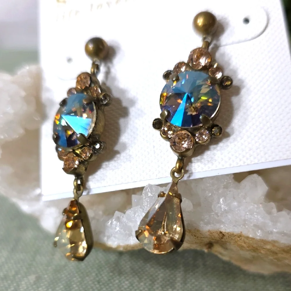 Sorrelli Blue and Gold Earrings - Picture 1 of 4
